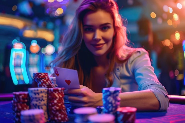 Mesin slot modern dengan layar berwarna penuh grafik dan animasi